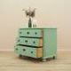 Solid pine chest of drawers painted green, three drawers, Denmark 1950s