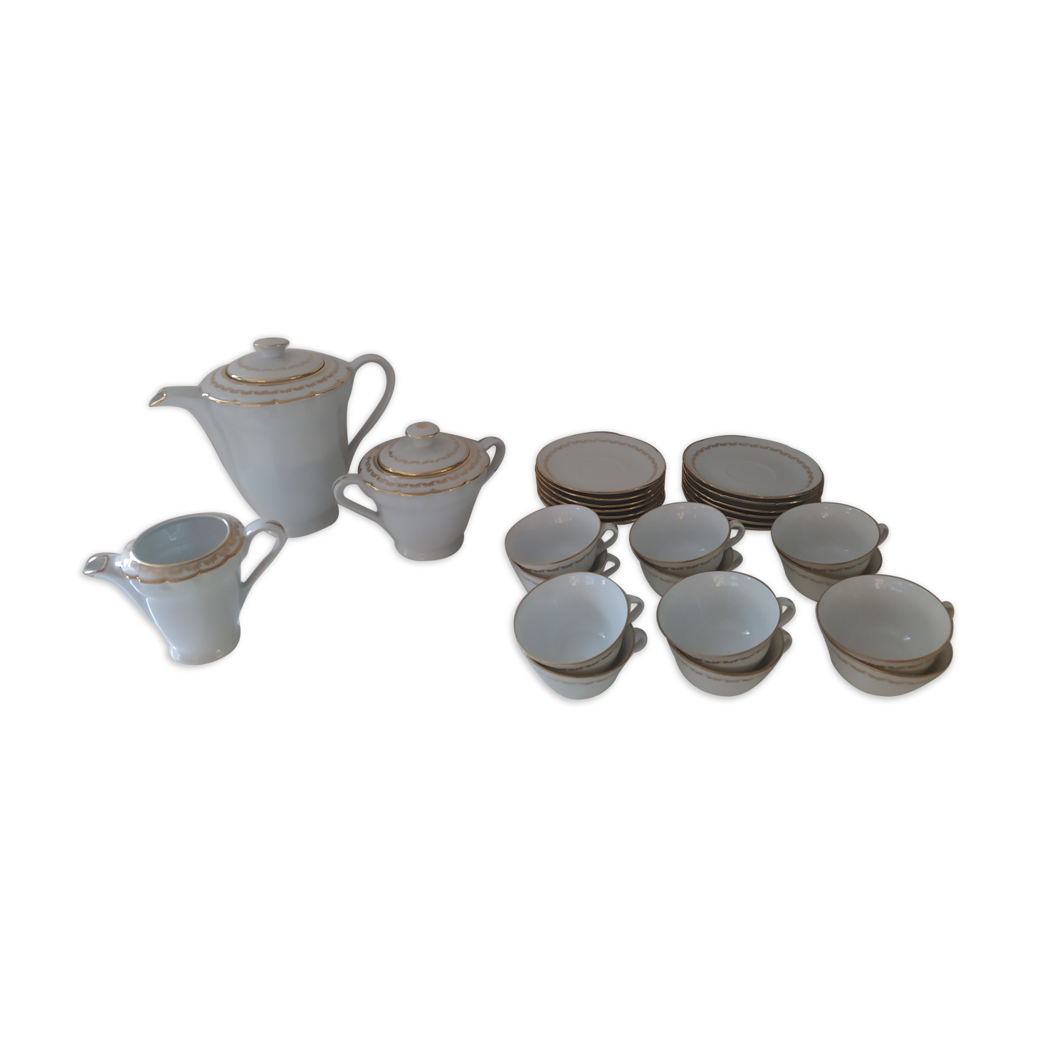 Complete coffee service in porcelain pasta and enamels from Limoges