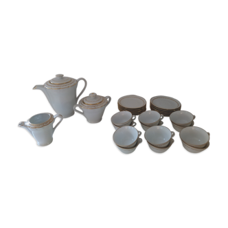 Complete coffee service in porcelain pasta and enamels from Limoges