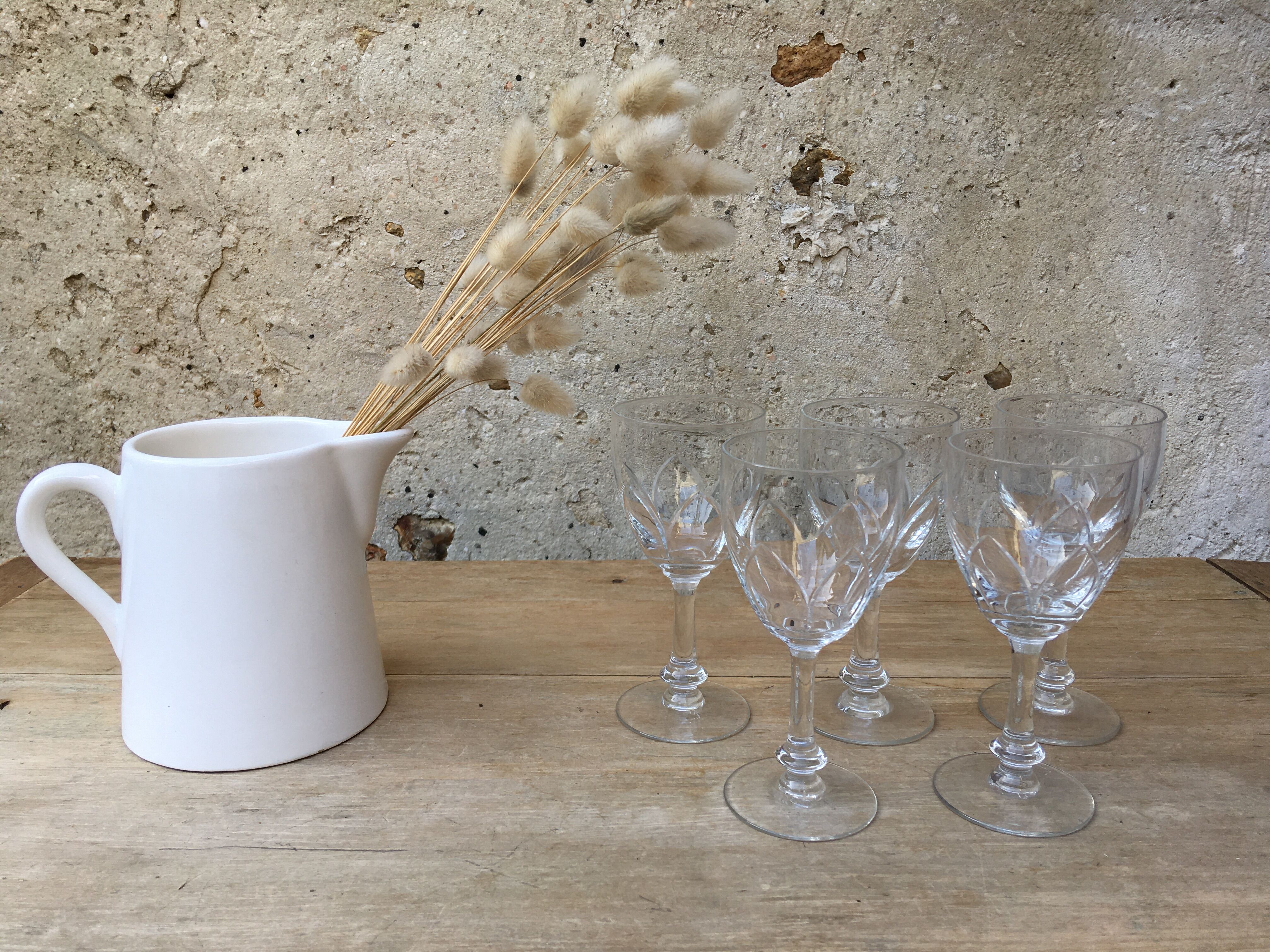 5 verres à pied "fleur"