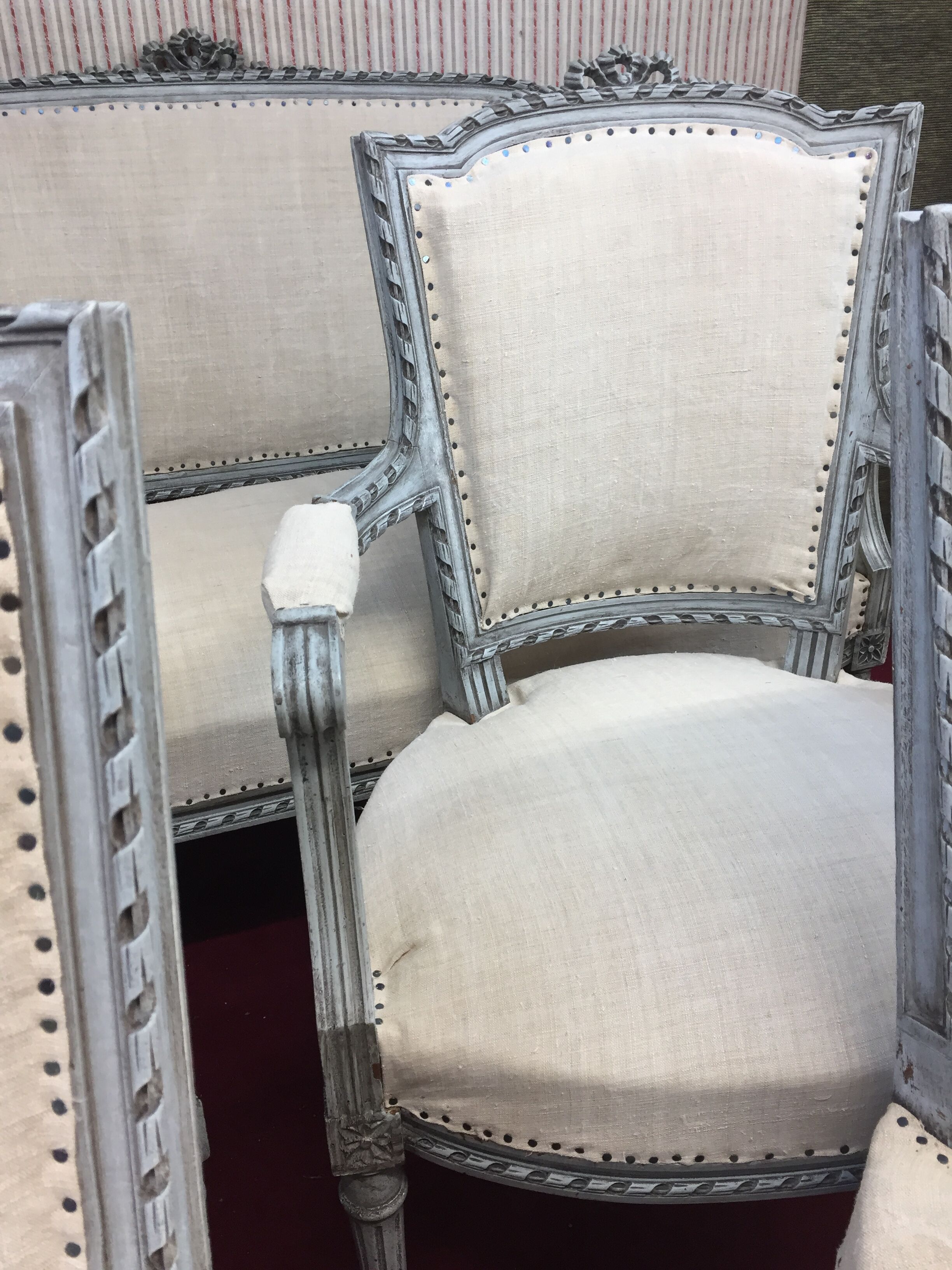 Armchair Cabriolet old Louis XVI style completely renovated