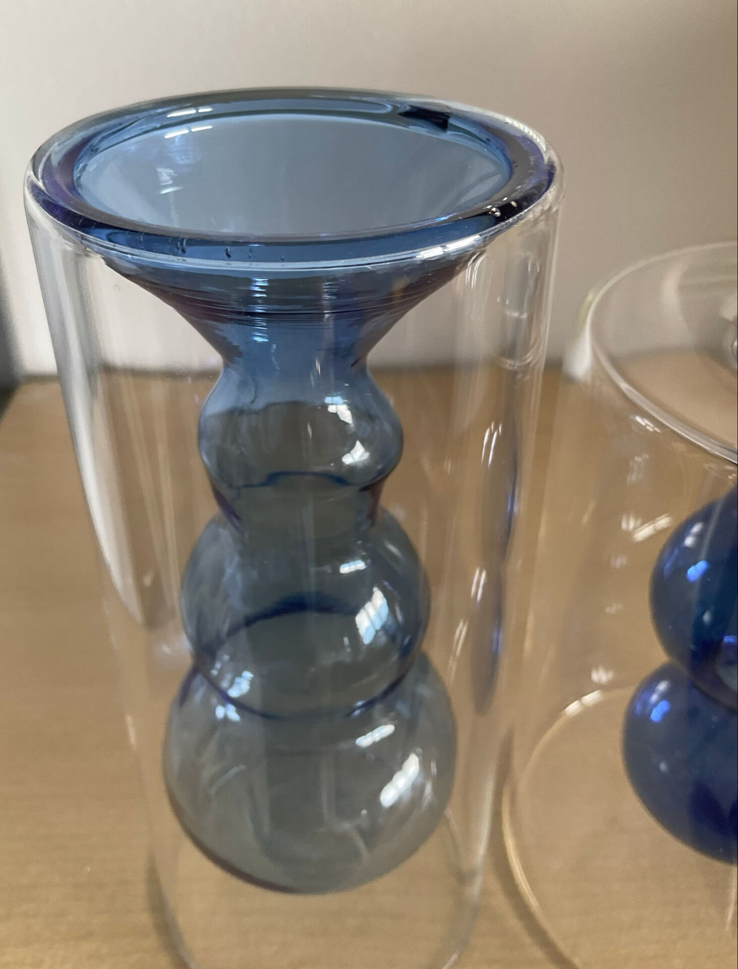 Duo of blown glass vases in Scandinavian style