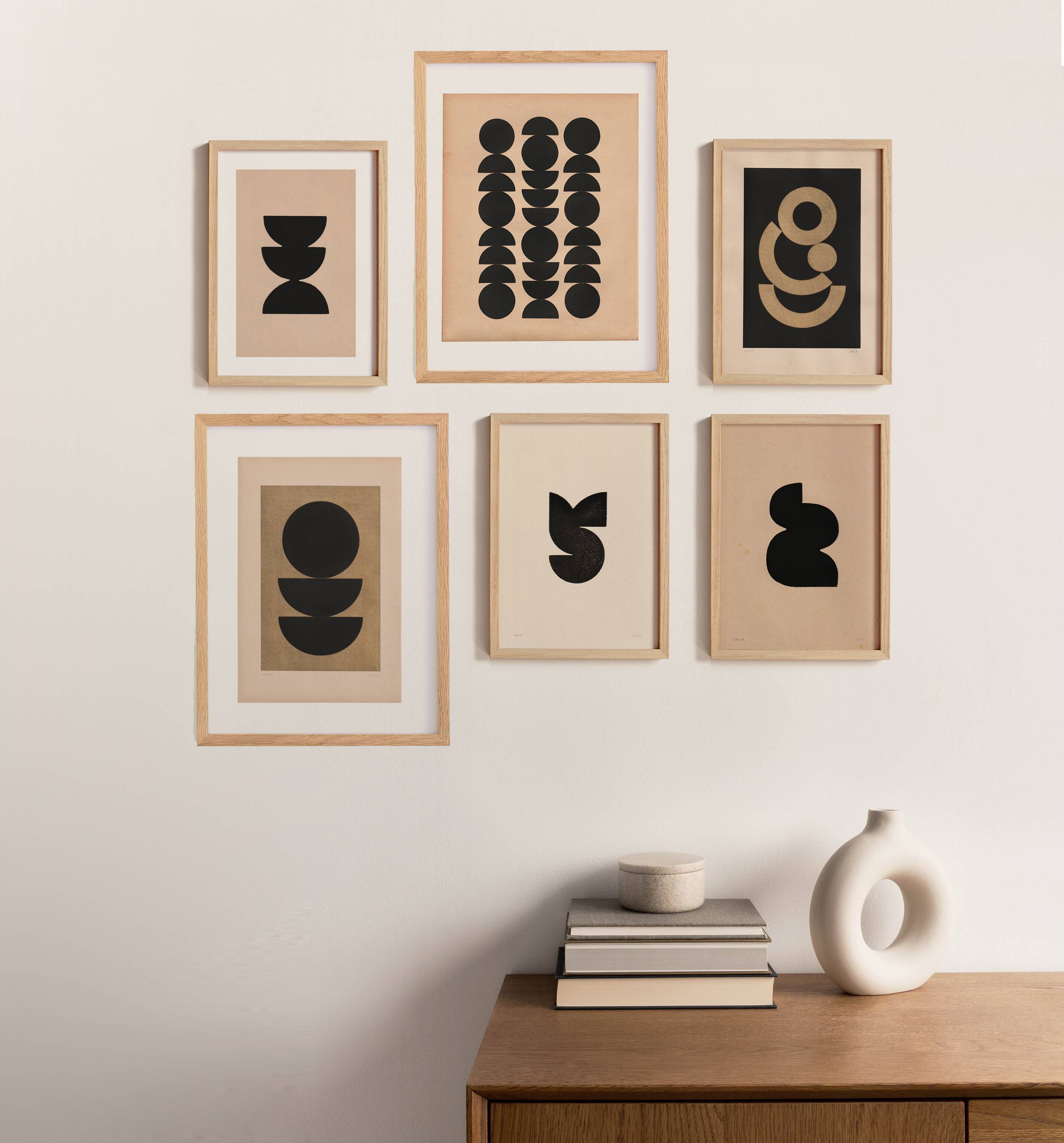 Collection of 6 signed abstract artworks: paintings and paper collages