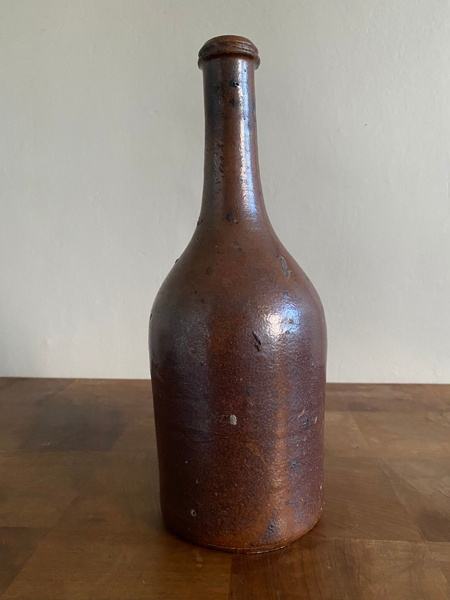 Old glazed stoneware bottle