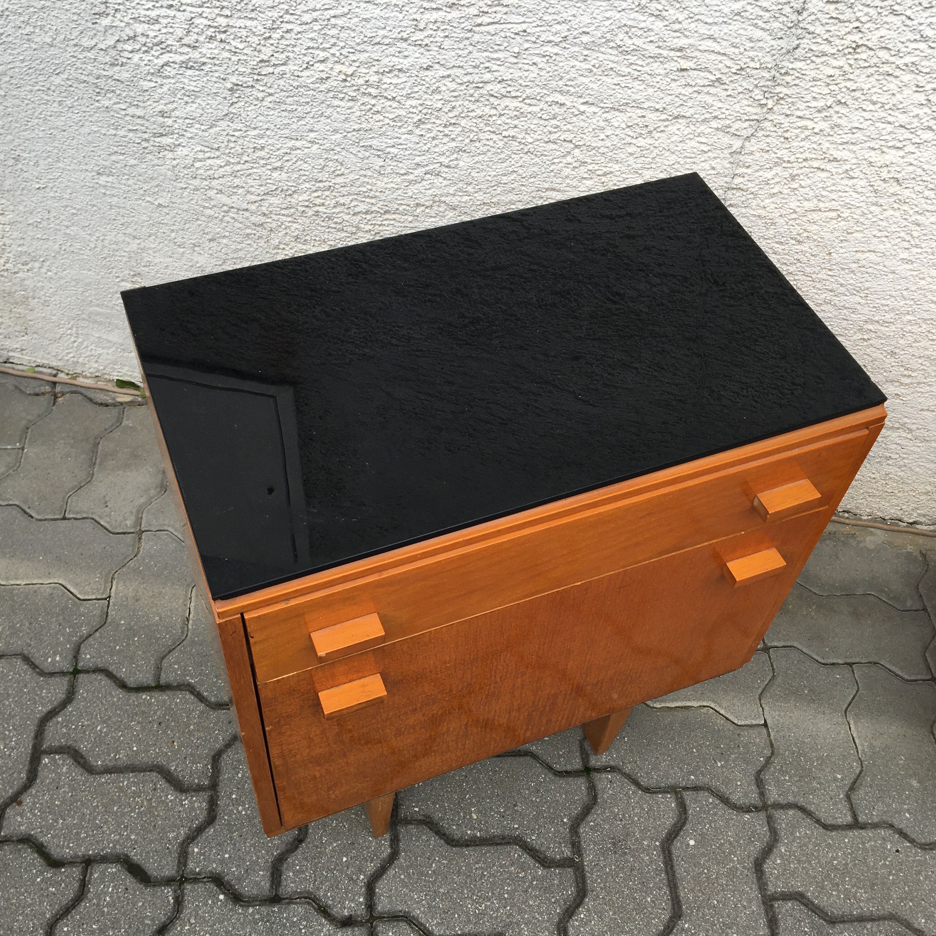 Pair 2pcs Vintage NOVY DOMOV Frantisek Mezulanik Side Table Bedside Drawer Glass 60s.