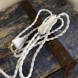 Geometric table lamp with pleated opaline shade