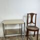 Vintage 70's side table in chrome and beige metal