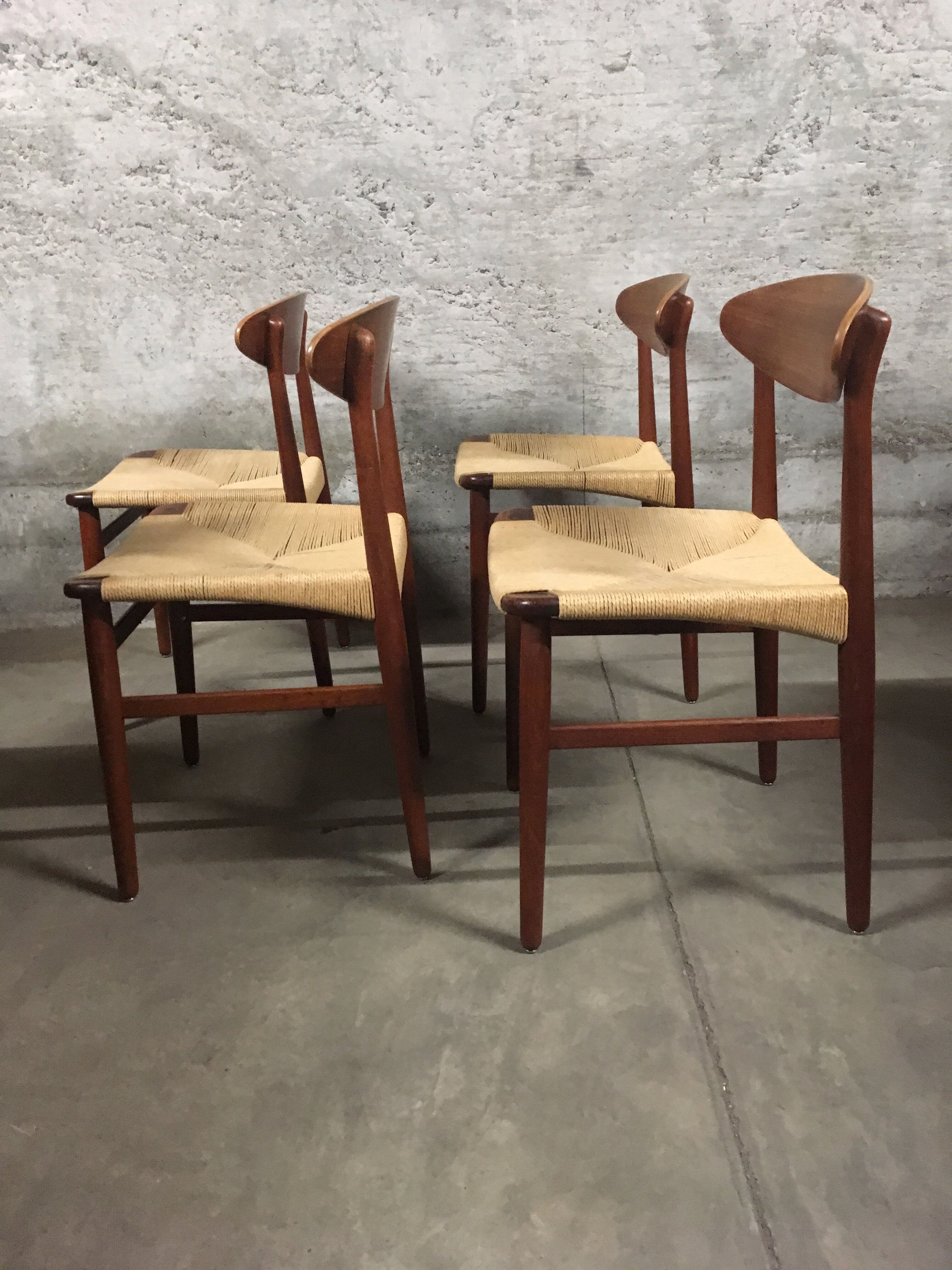 Teak Dining Chairs by Ejnar Larsen & Aksel Bender Madsen, Denmark 1960s