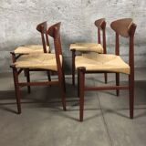 Teak Dining Chairs by Ejnar Larsen & Aksel Bender Madsen, Denmark 1960s