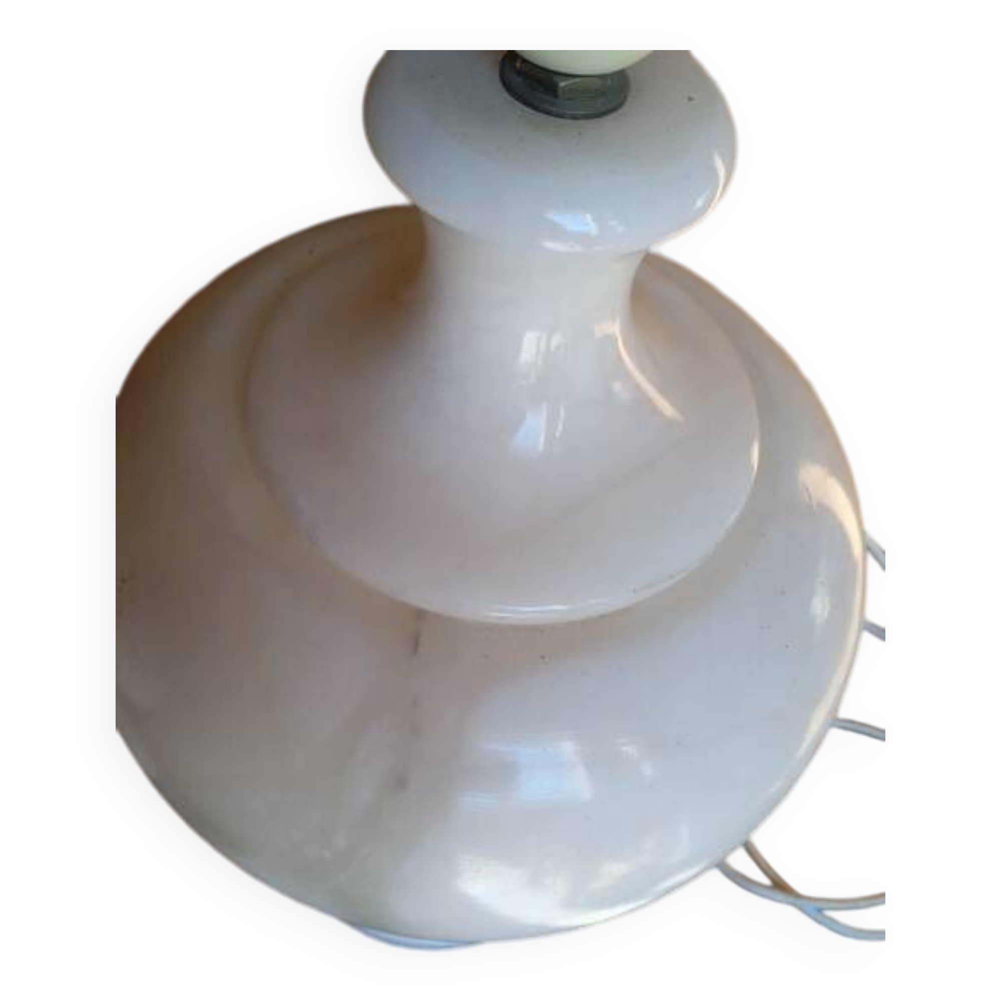 2 pieds de lampe balustre en albâtre, 1970