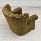 1950s, Danish vintage relax chair in green fabric, original condition.
