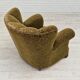 Années 1950, fauteuil relax vintage danois en tissu vert, état d’origine.