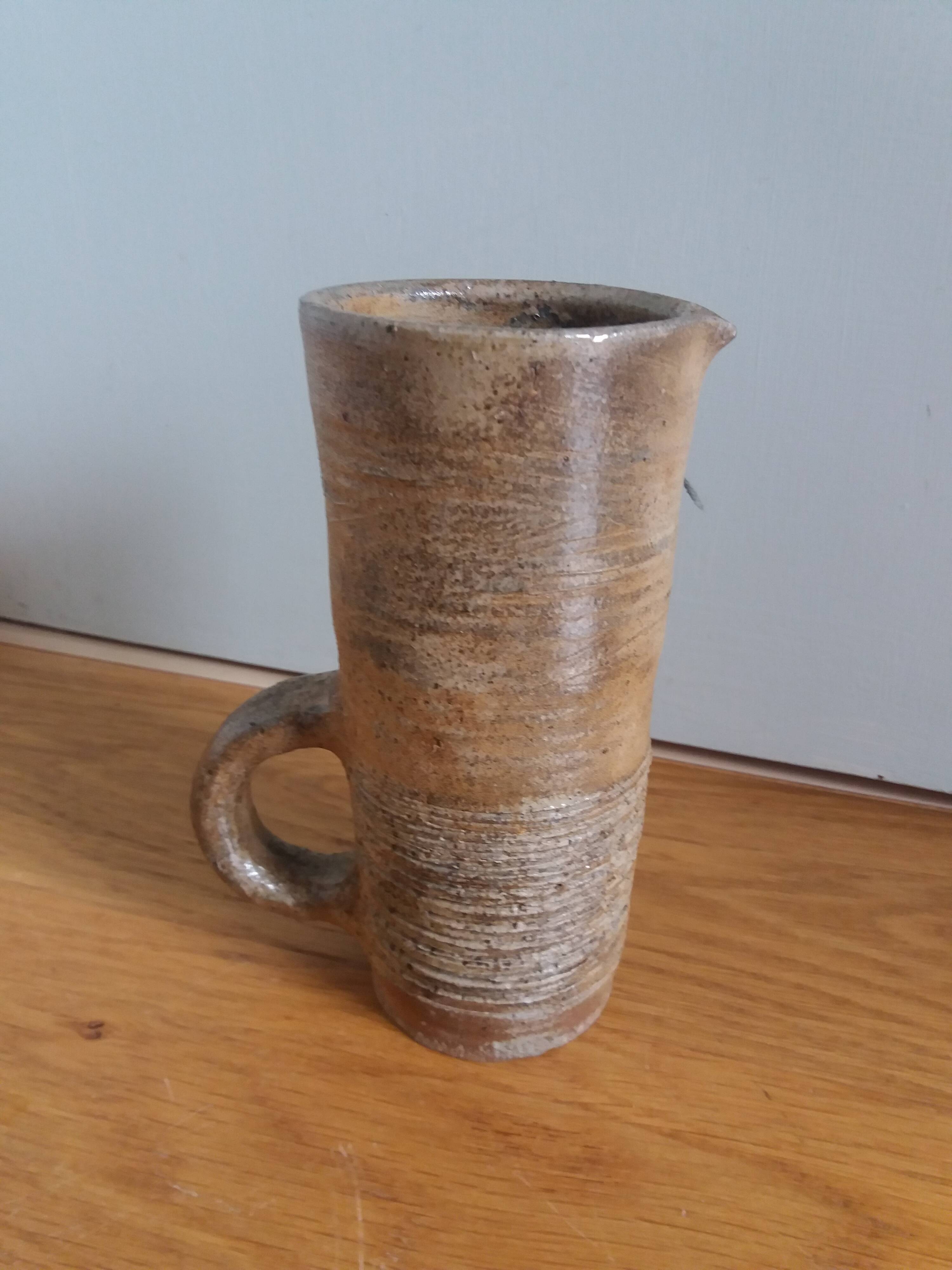 Brutalist vase pitcher signed in stoneware