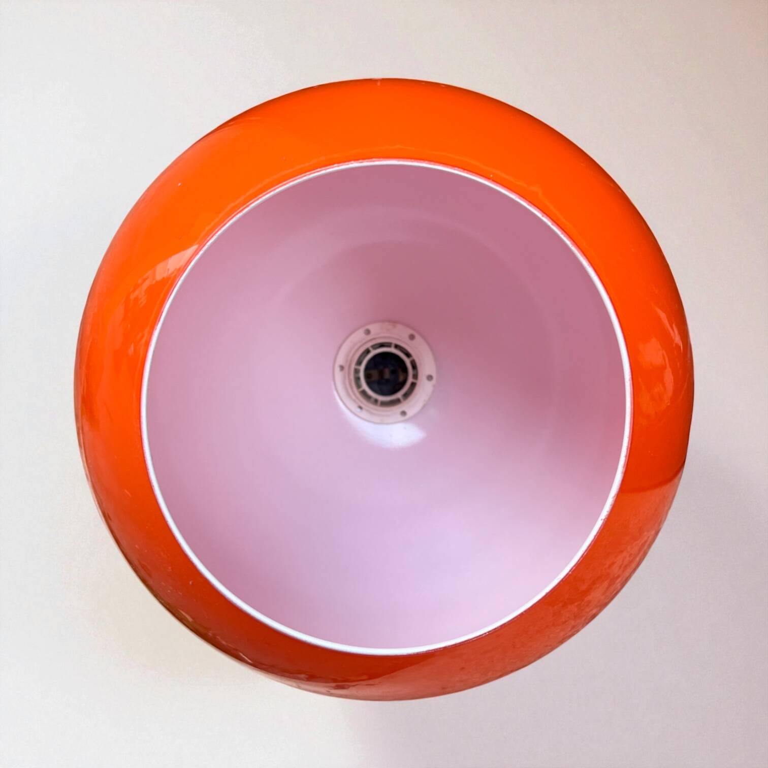 Suspension en opaline orange ronde Space Age, 1970