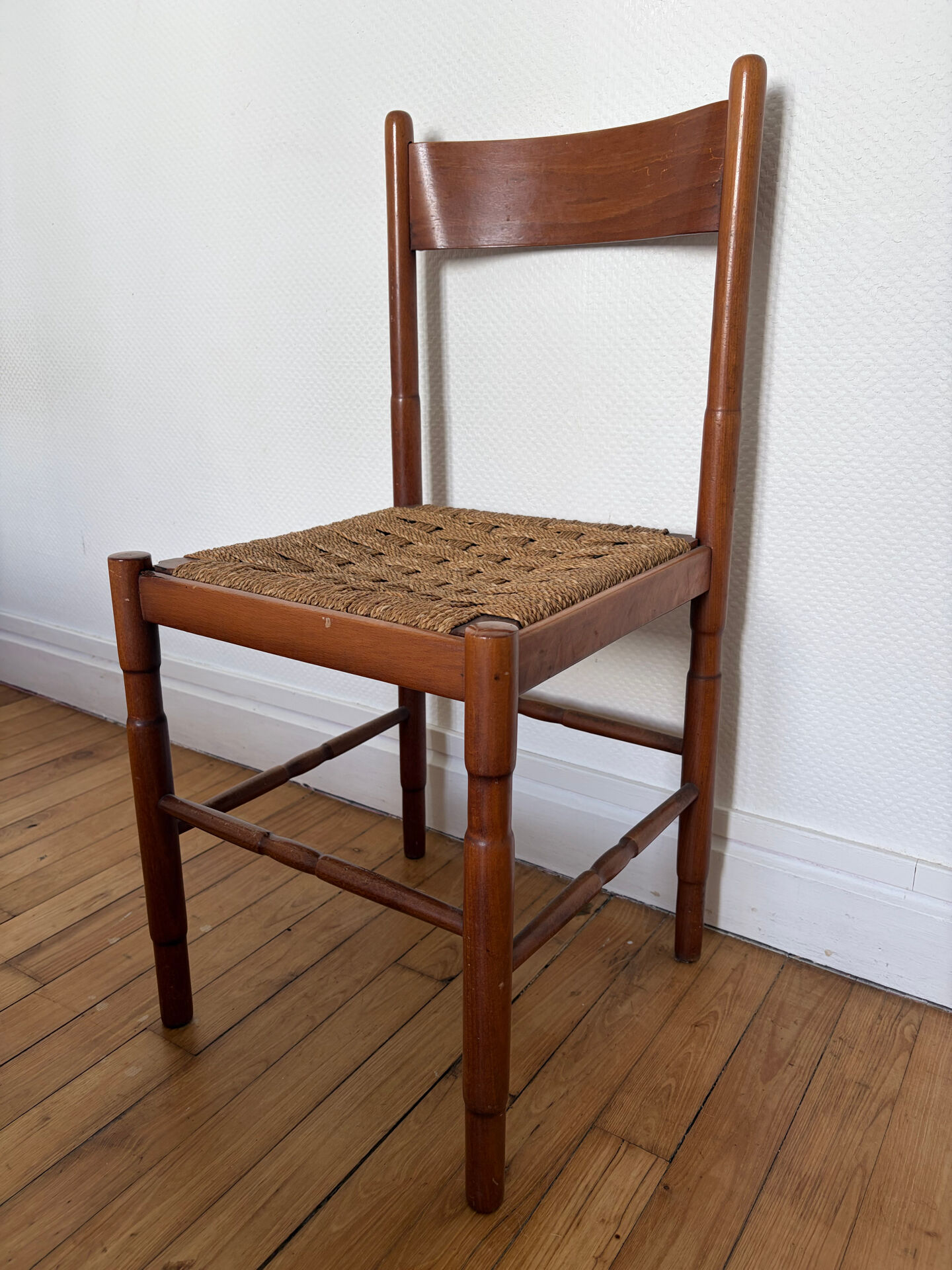 Chaise ancienne bois et corde