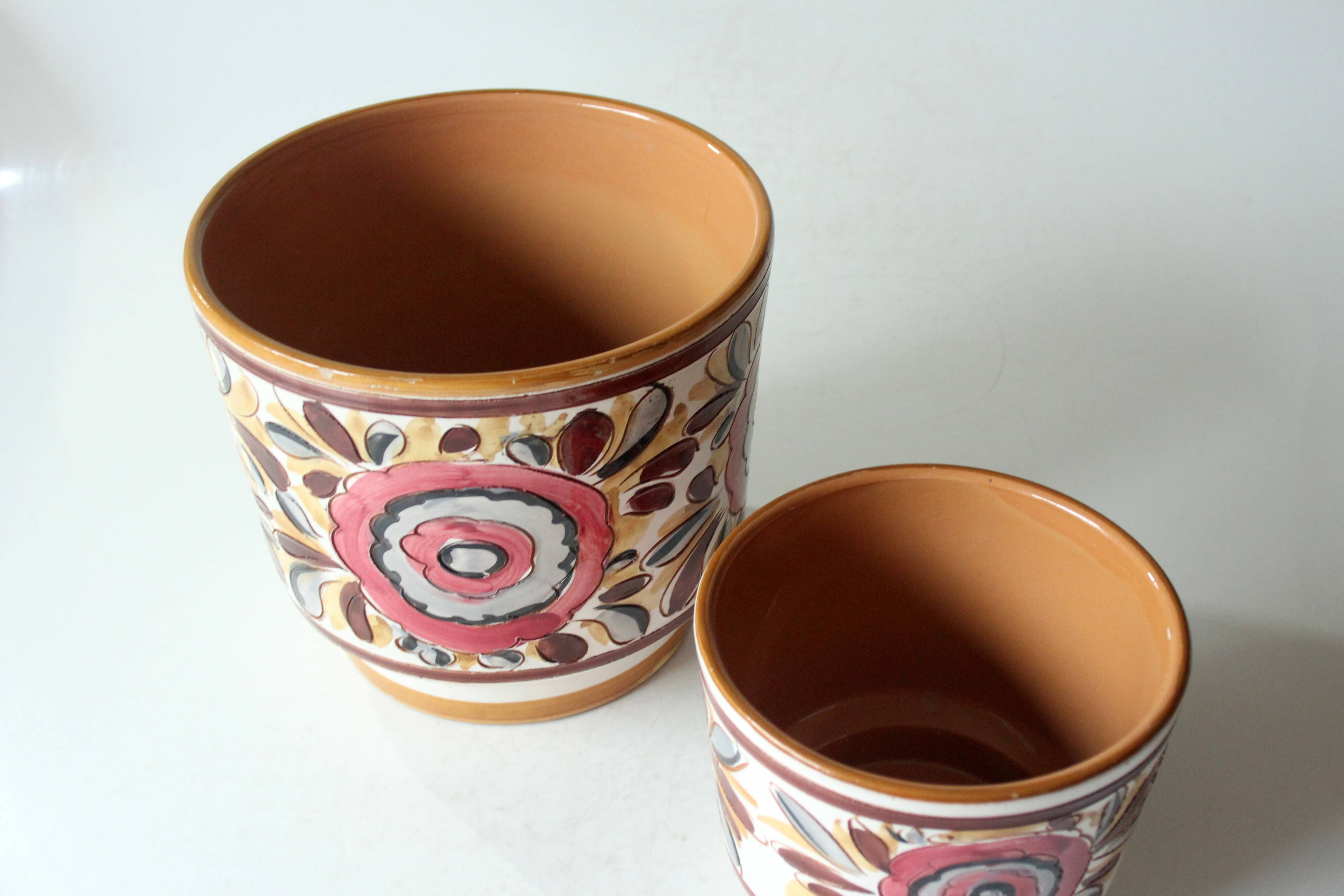 1960s - set of 2 ceramic planter, made in Italy, vintage