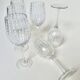 Set of six speckled white wine glasses