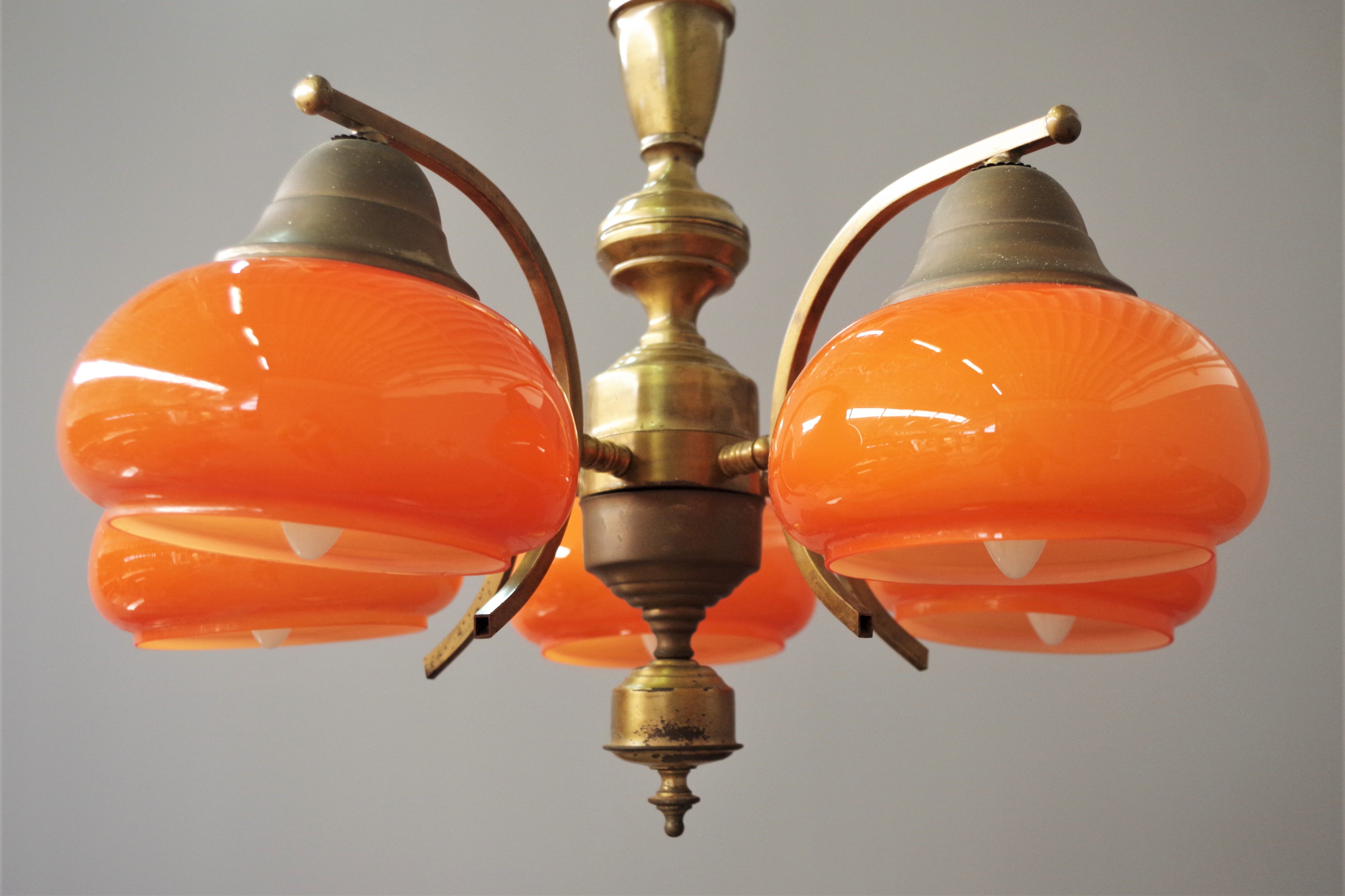 Brass ceiling chandelier, 1960s