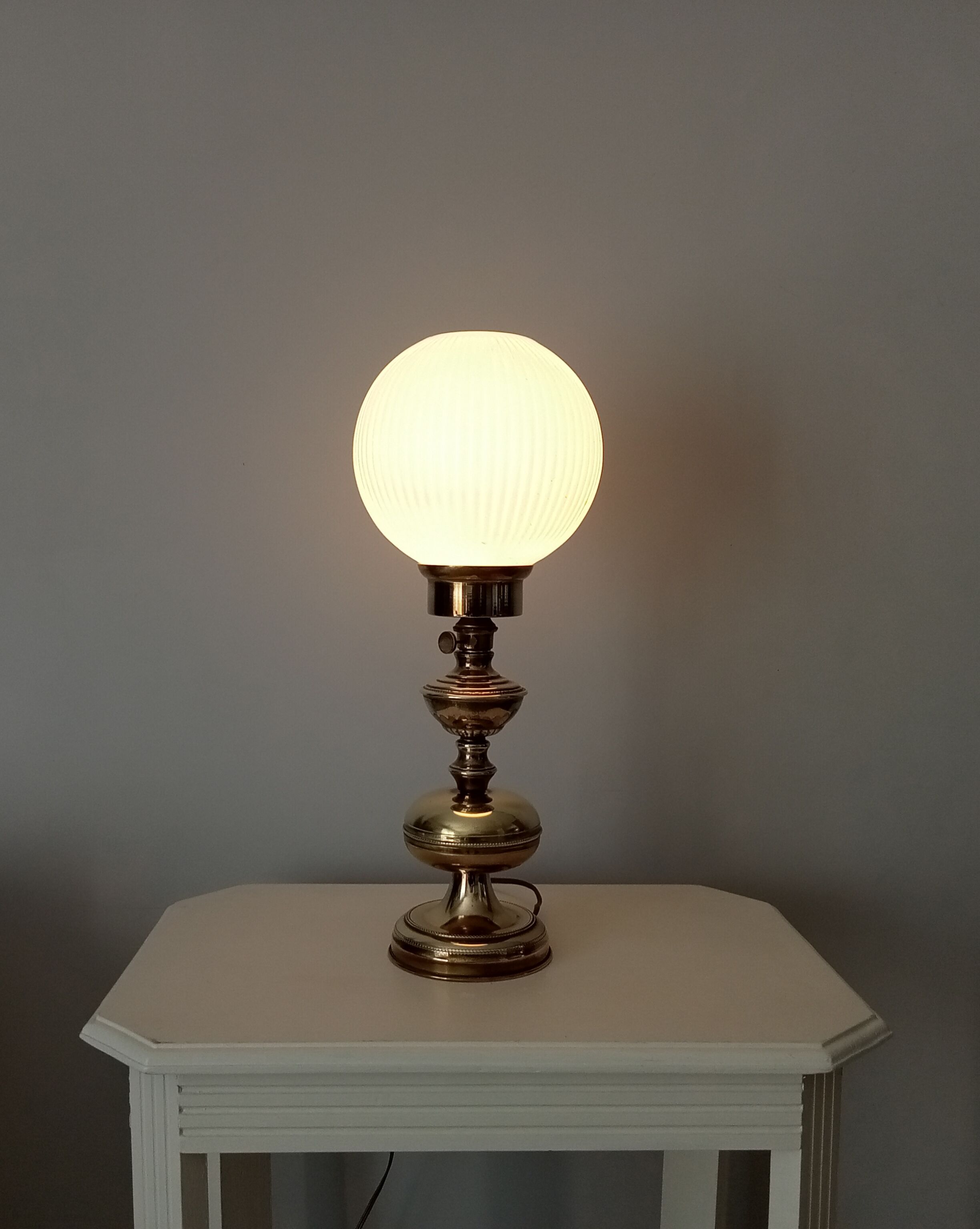 Vintage brass and opaline living room lamp