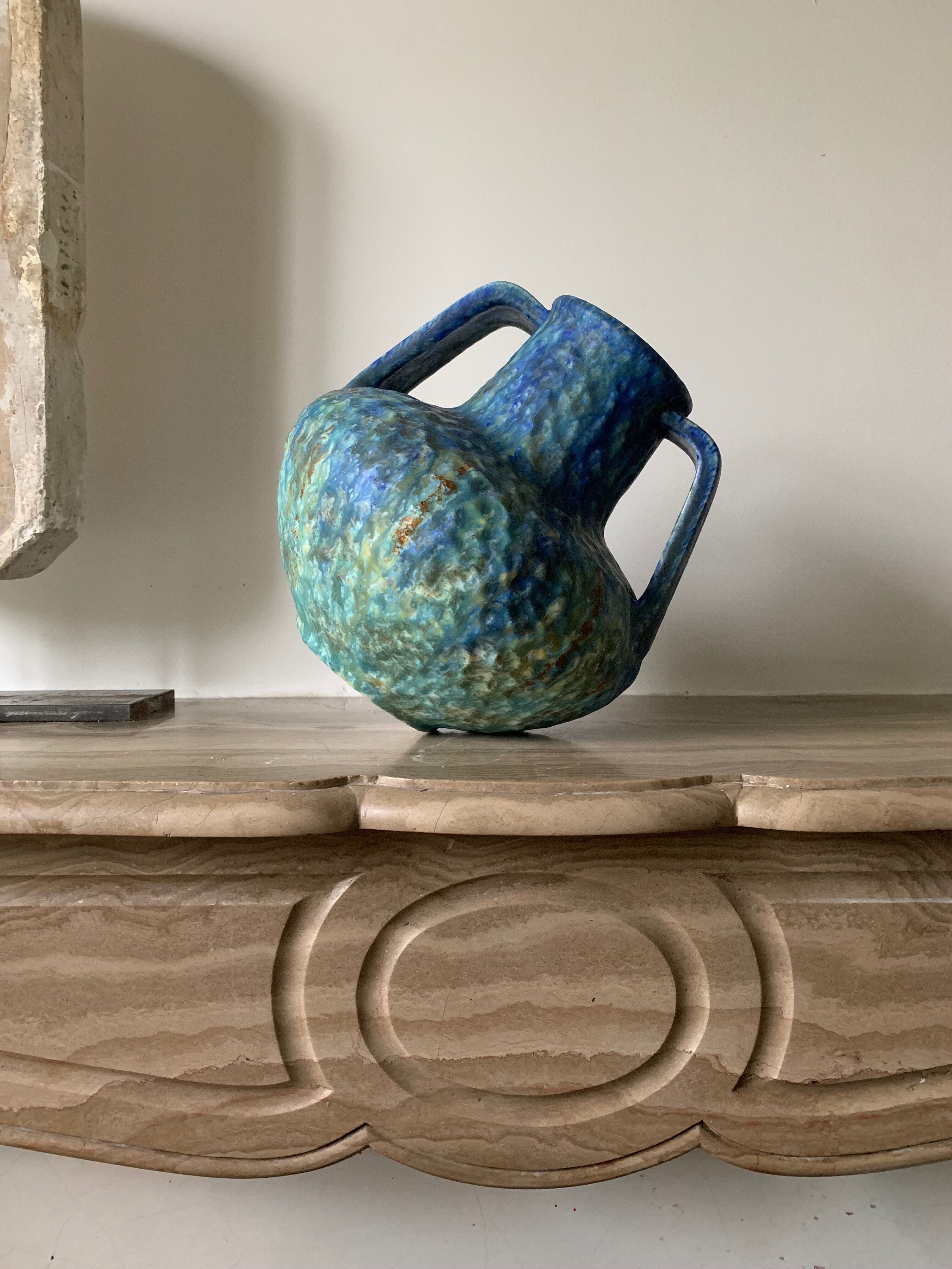 Blue amphora vase dyed nympheas