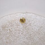 Ceiling lamp in watermarked glass & brass