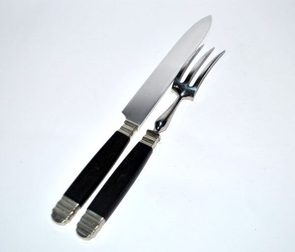 NILOX Stainless steel and ebony meat cover Empire knife + fork set