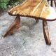 Brutalistic solid wood table and stools