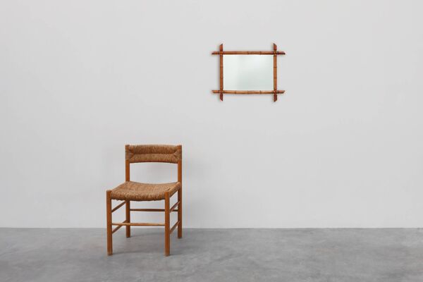 Miroir mural rectangulaire en imitation bambou, XXe siècle, France vers 1960