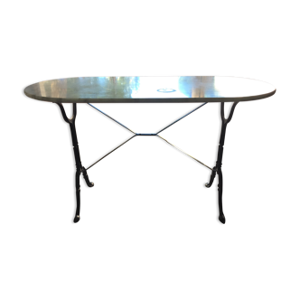 Bistro table bar marble top white feet cast iron black design art