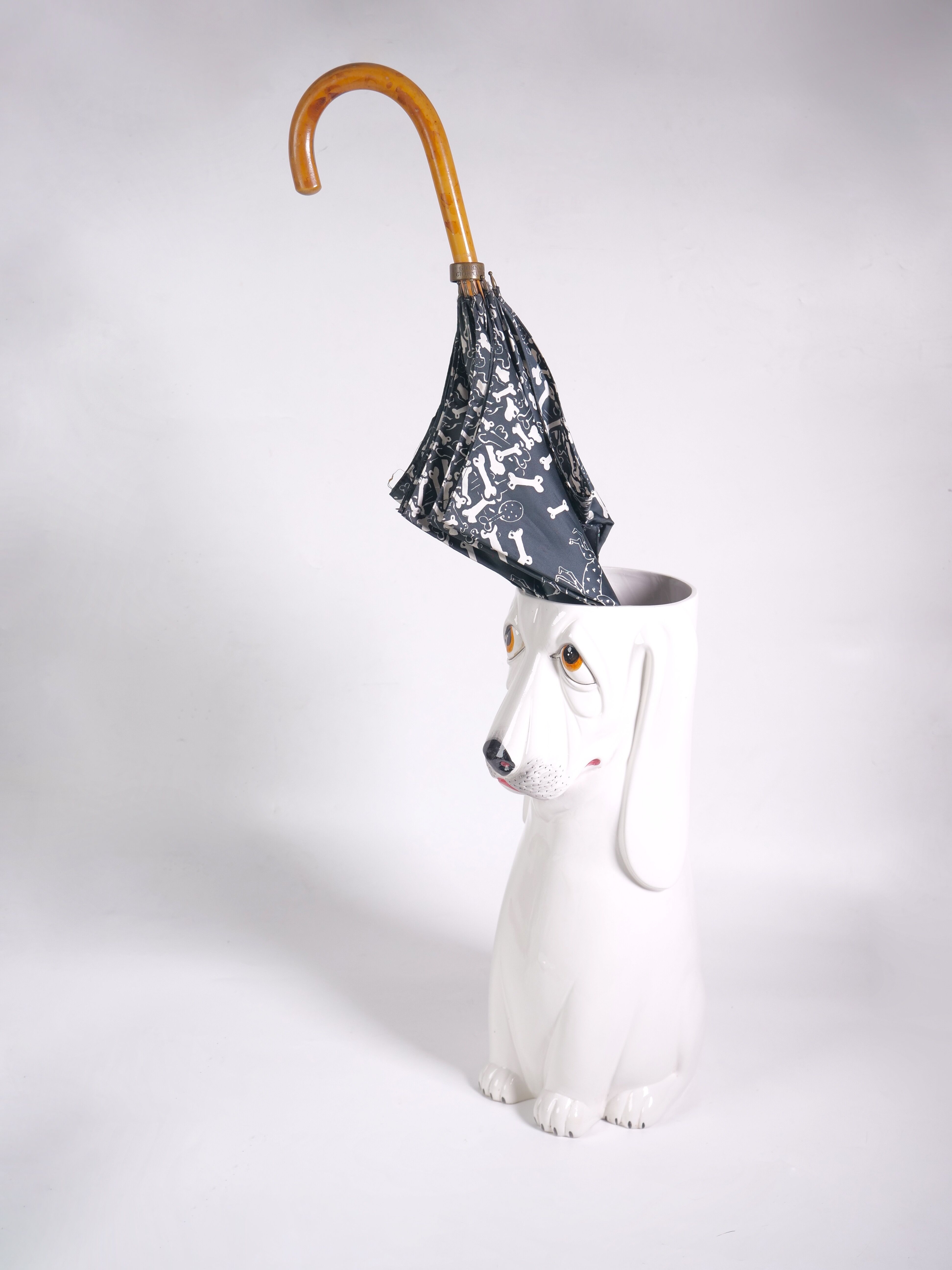 Umbrella holder ceramic dog design italy