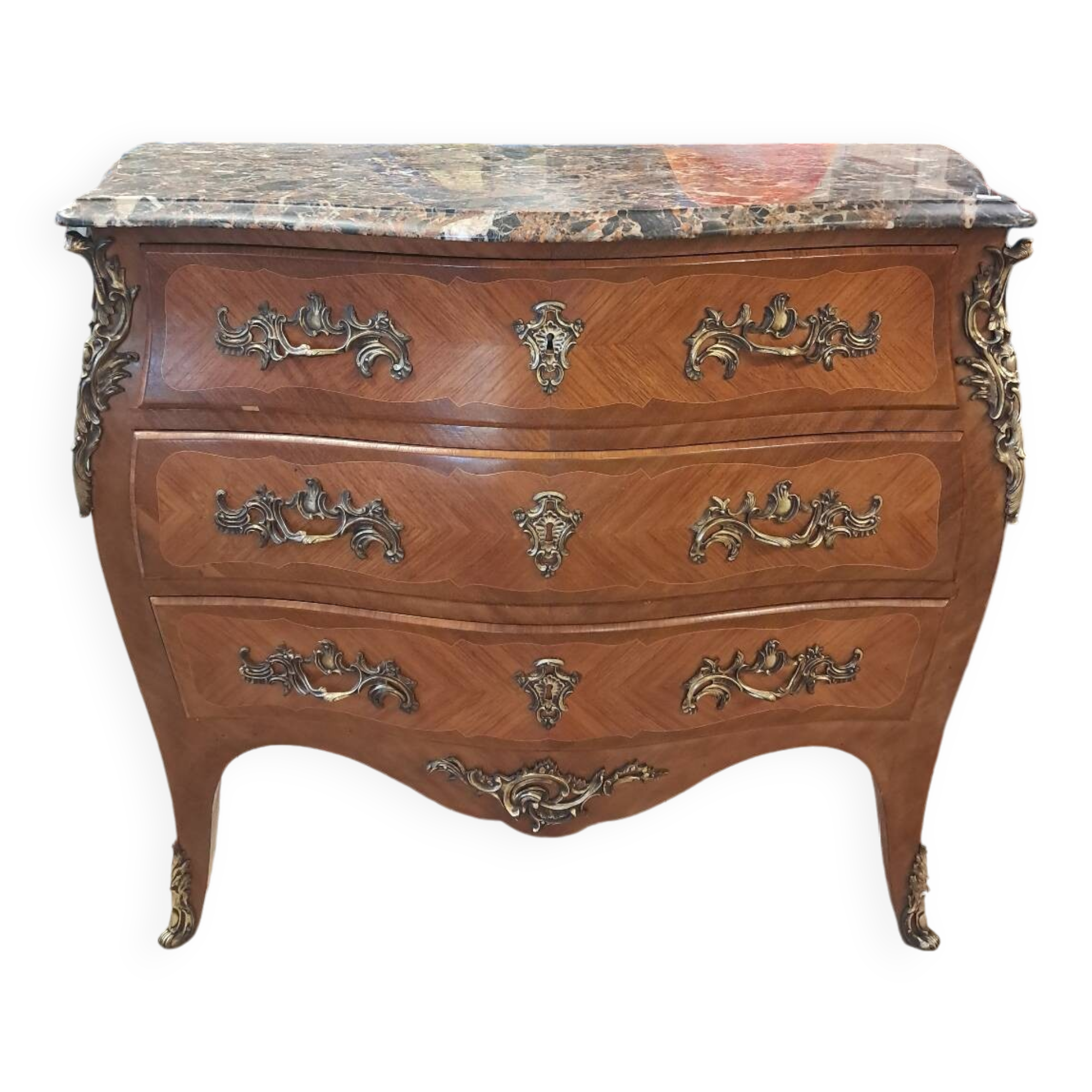 Louis XV style curved chest of drawers