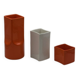 Vases Gabbianelli en céramique de l'âge de l'espace, orange et blanc, années 1960