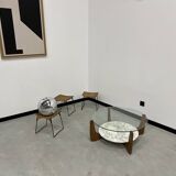 Hugues Poignant coffee table in marble and glass