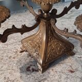 Chandelier 4 branches 5 bougeoirs en laiton
