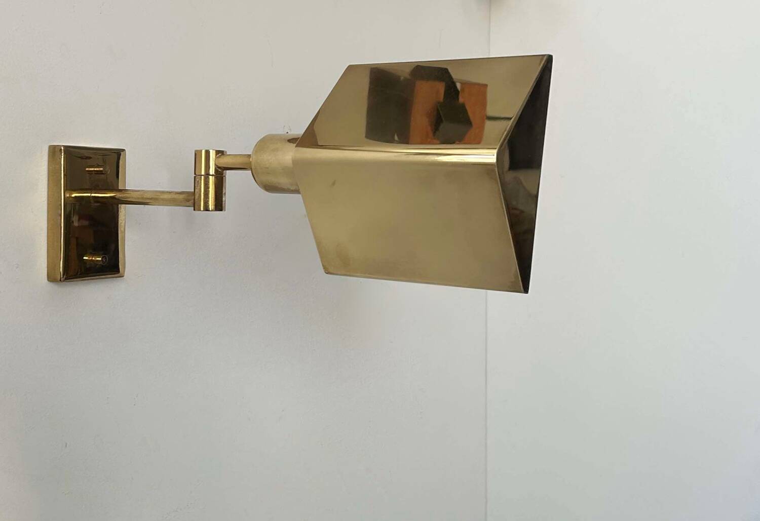 Vintage adjustable wall lamp, solid brass, France 1970