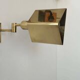 Vintage adjustable wall lamp, solid brass, France 1970