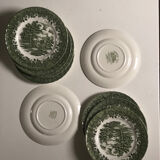 Set of 9 vintage W H Grindley plates – Country Style pattern (green)