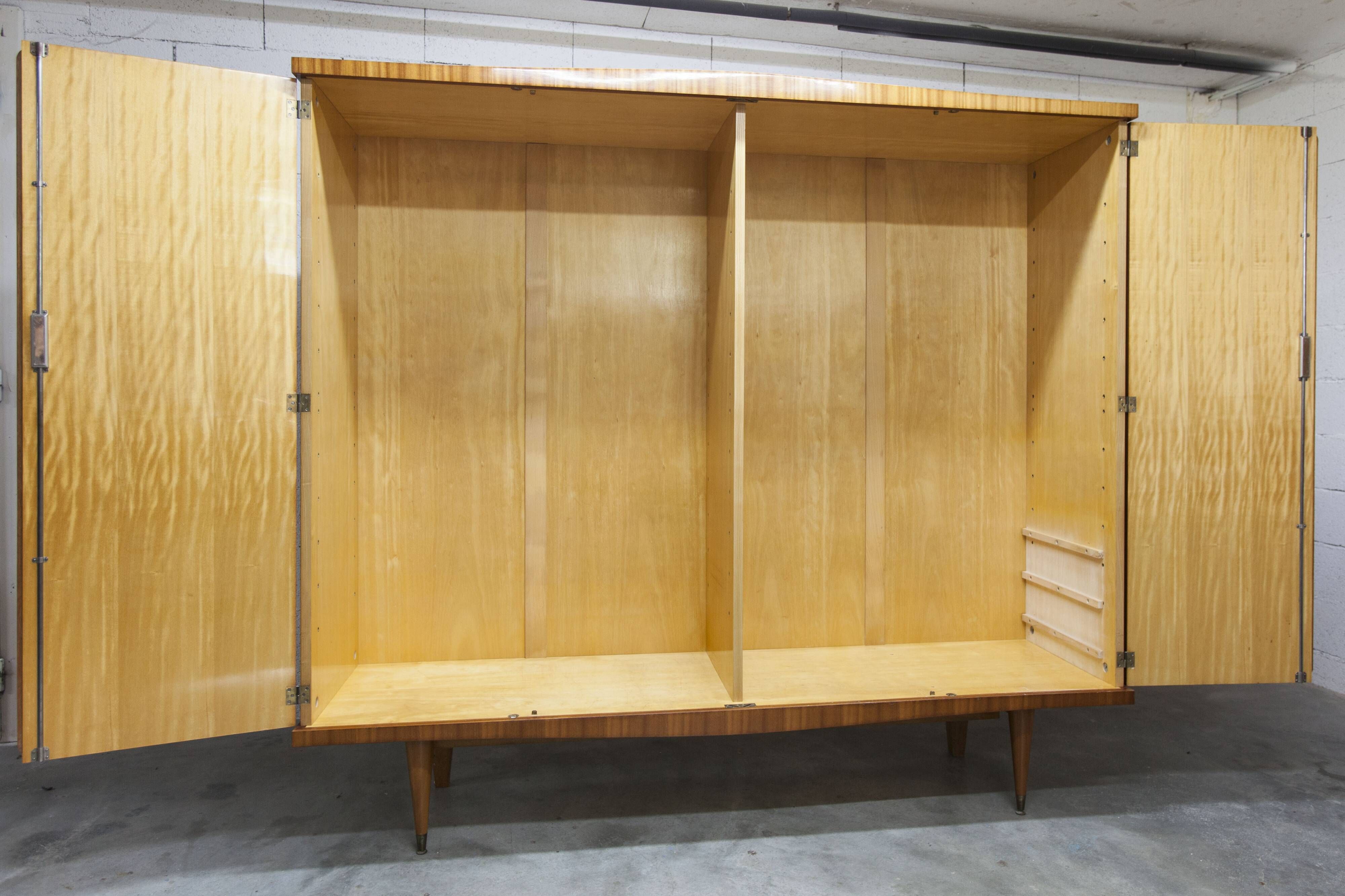 1960 Scandinavian wardrobe, atypical blond wood varnished, 4 doors 3