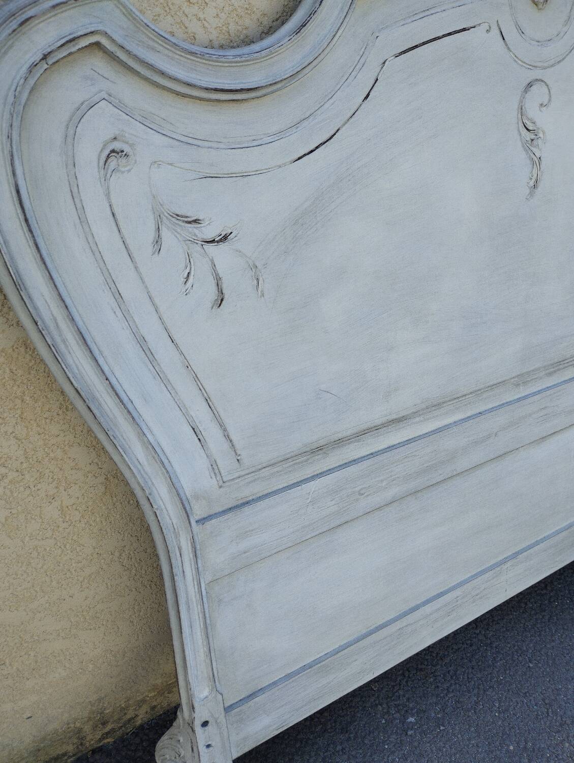 Louis xv style headboard with shabby chic patina