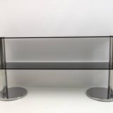 Mid-century Modern Italian Chromed Steel and Smoked Glass Console, 1970s