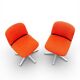 Paire de chaises vintage modèle 231/5 en tissu orange et aluminium par Wilkhahn
