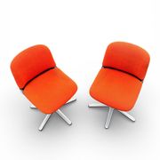 Pair of vintage chairs model 231/5 in orange fabric and aluminium by Wilkhahn.