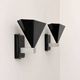 Pair of vintage wall sconces, matte black metal, Italy 1980.