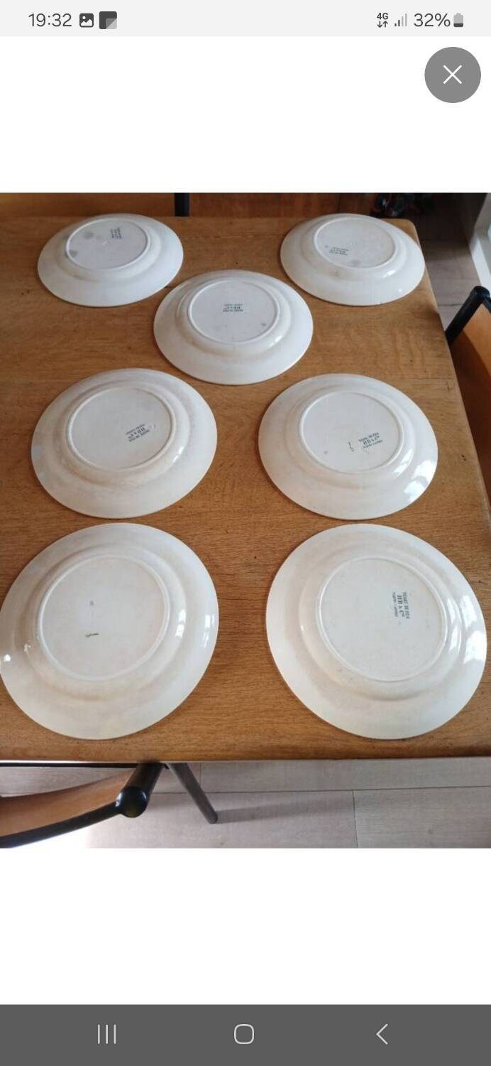 7 old flat plates Terre de fer