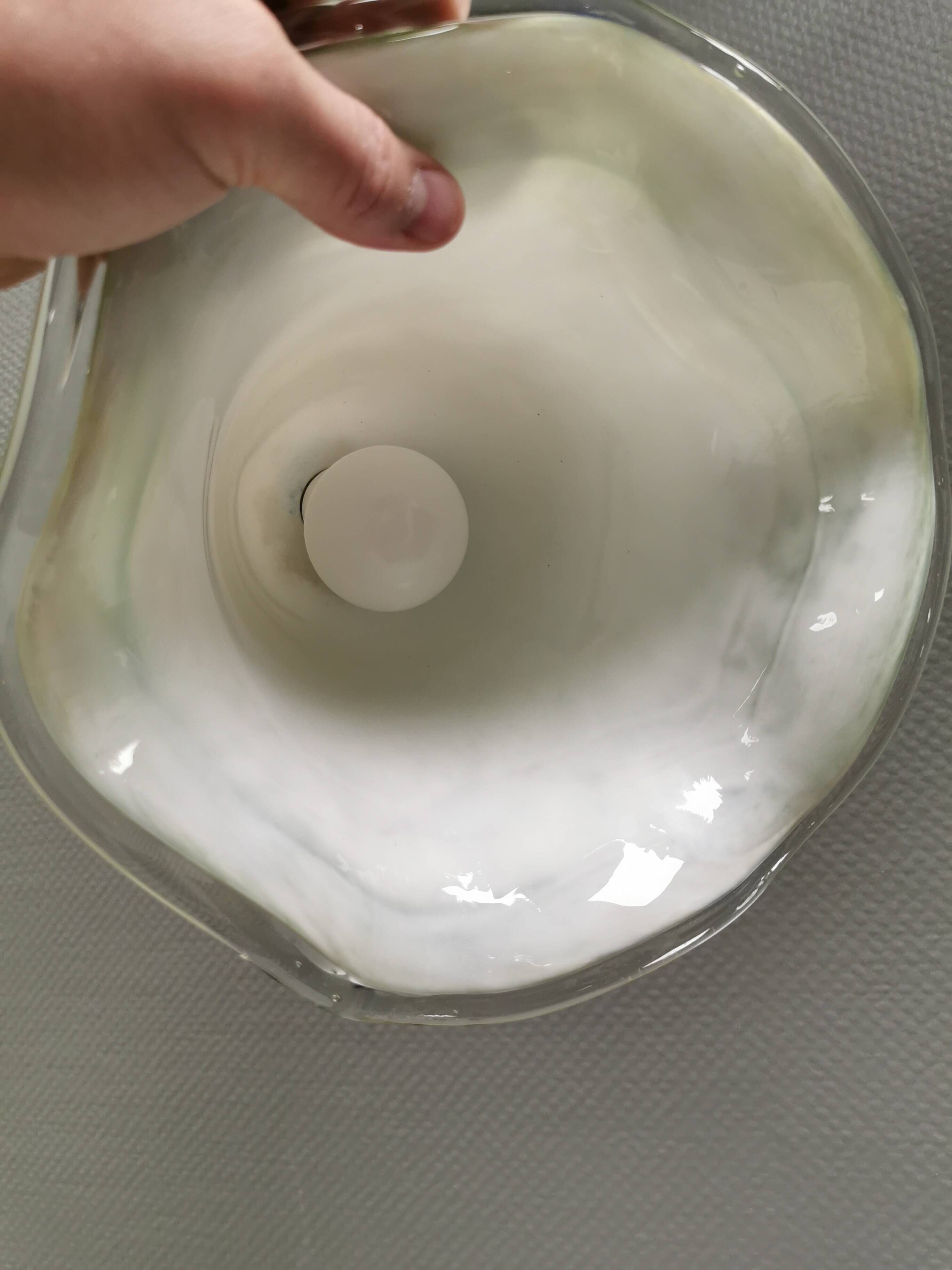 Pendant lamp in multicolored glass. Probably Danish or Swedish from 1970s