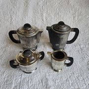 Art Deco tea and coffee service in silver-plated metal and Bakelite, 1930s