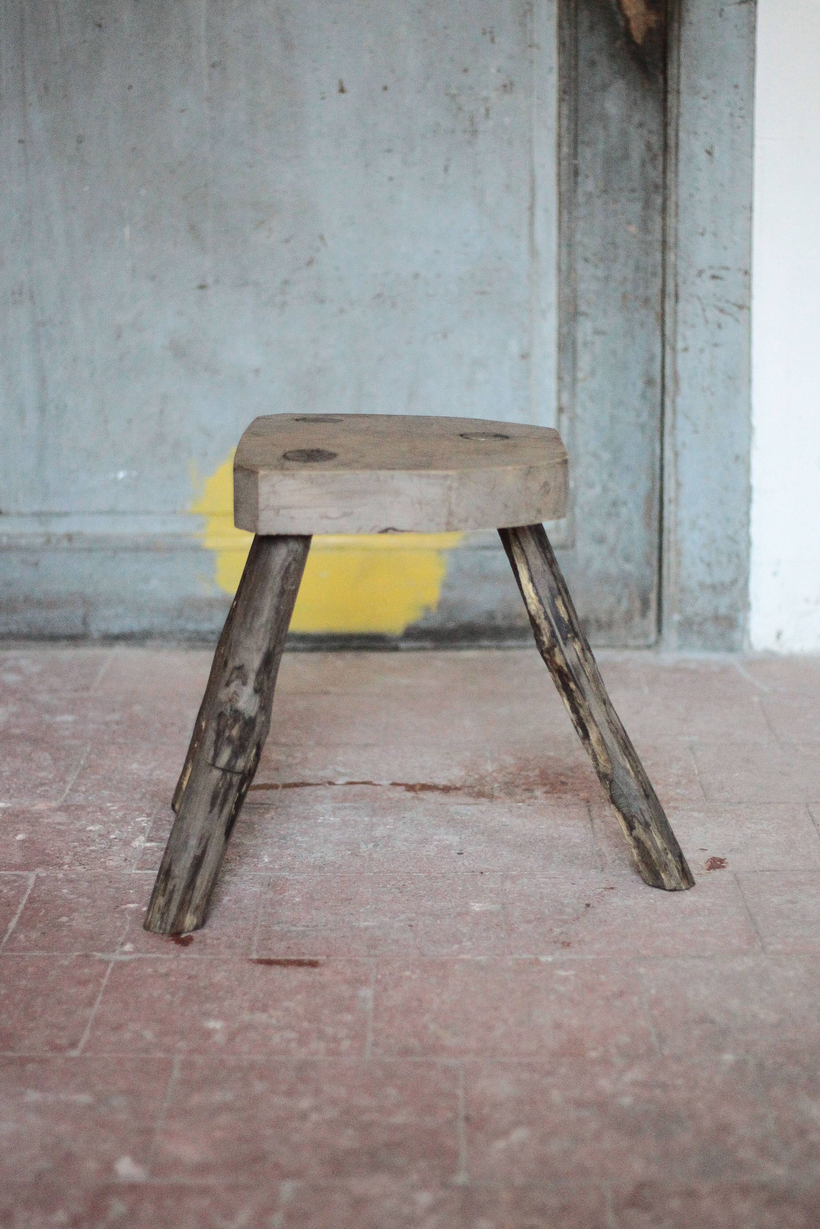 Vintage stool, wooden stool, tripod stool, plant stand