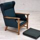1970s, Danish highback armchair, furniture wool, solid oak wood.