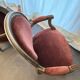 2 Louis XV style armchairs in wood and old pink velvet