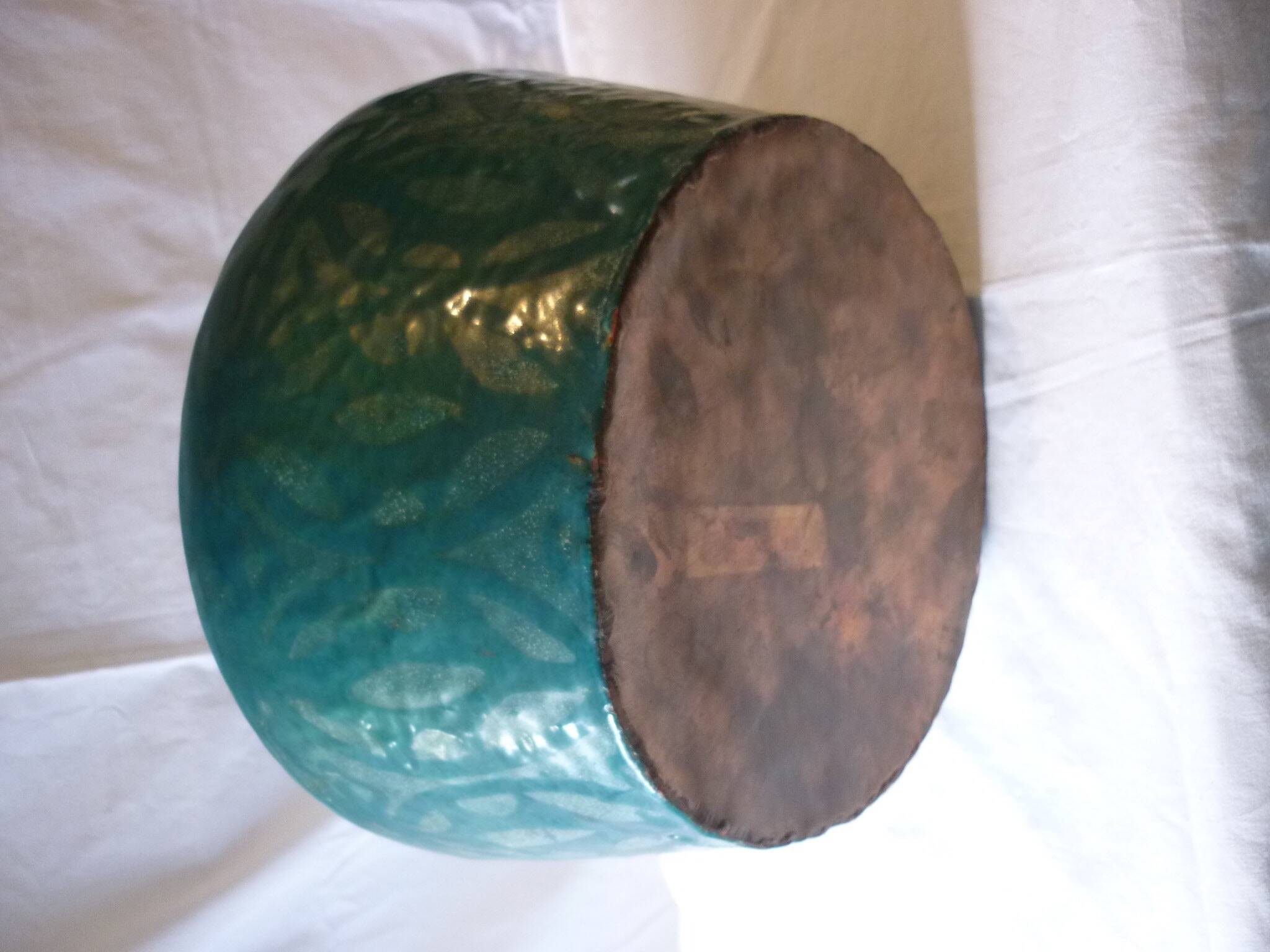 29 cm enamelled copper vase